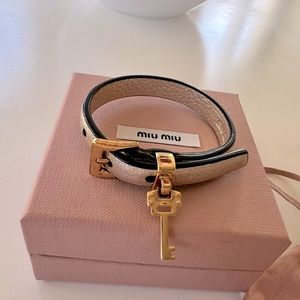 Miu miu leather key bracelet with box/ very subtle wear on gold buckle